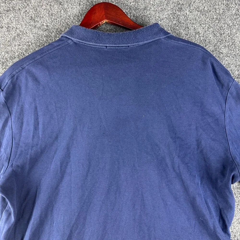 Polo Ralph Lauren Polo Shirt Mens Large Blue Short Sleeve Red Logo Split Hem